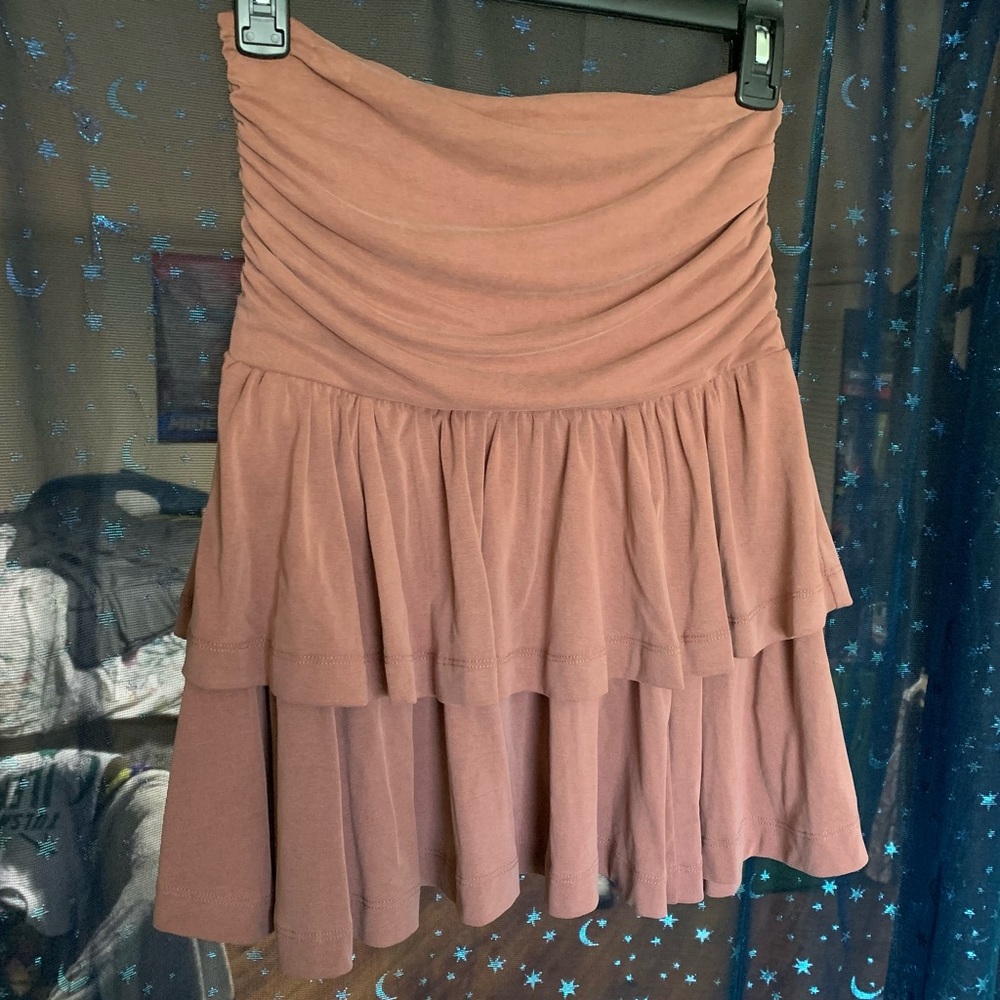 Anthropologie XS dusty mauve skirt/tube top. NWT.